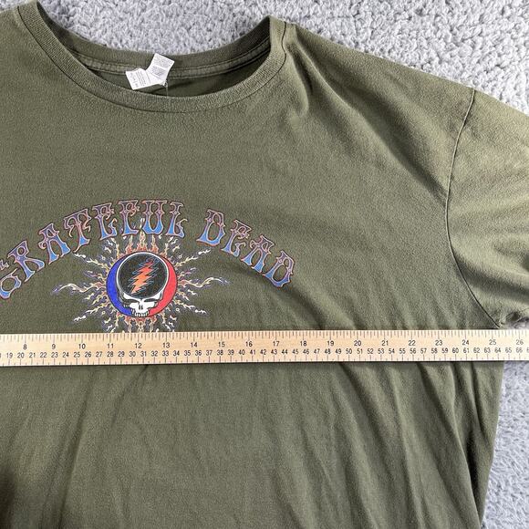 Grateful Dead Steal Your Face T Shirt Mens 2XL Olive Green Graphic Logo Tee Y2K - Picture 4 of 6